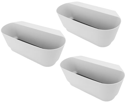 Pssopp Plantador de Cerca de Barandilla, 3 Macetas de Flores Colgantes con Agujeros de Drenaje para Ventana de Balcón Estilo de País Decoración del Hogar (White)