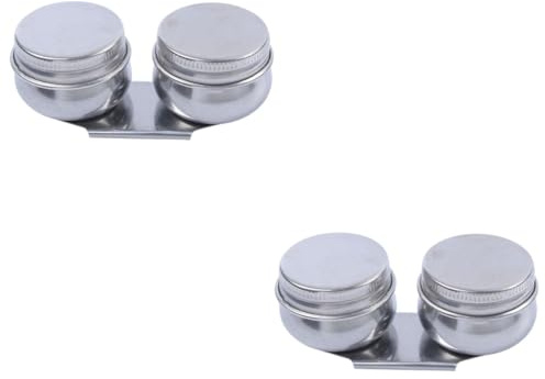 Angoily 2 Pezzi Tazza Doppia in Acciaio Inossidabile per Pittura ad Olio con Larga Contenitore Palette Professionale per Pulizia Pennelli Pratica e Portatile per e Scolastico