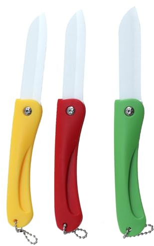 Ipetboom Lot De 3 Couteaux D’office Pliables En Céramique, Lame Solide Sans Affûtage, Coupe-fruits Portable, Usage Ménage Cuisine, Couleurs Aléatoires