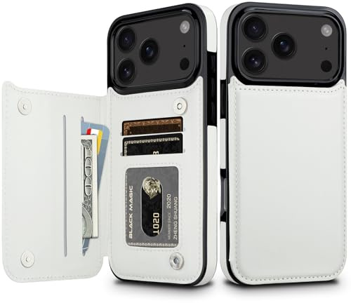 Vofolen for iPhone 17 Pro Max Case with Card Holder [3 Cards] Leather Wallet Cases Flip Magnetic Closure Shockproof Protective Heavy Duty Phone Cover Compatible with iPhone 17 Pro Max 6.9 (White)