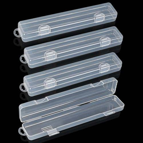 DIFLAX Estuche Cubiertos Para Llevar, 4 Unidades, Organizador Cubiertos Plástico, Caja Almacenamiento Portátil, Cubertería Reutilizable, Para Camping, Viajes, Escuela, Trabajo