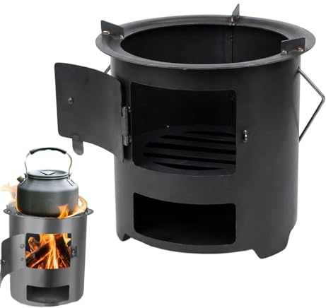 Réchaud à Bois pour Camping,Chauffage - Réchaud de Randonnée avec Poignée,pour Randonnée Jardin Terrasse Pique-nique Activités de Plein Air