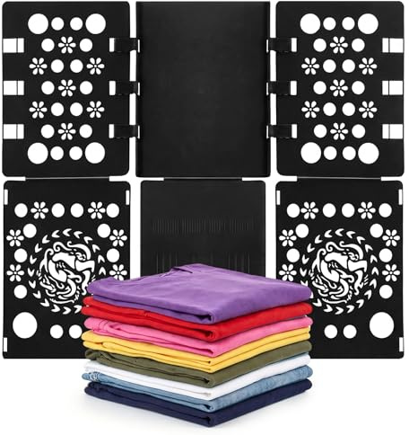 Plieuse à Linge Adulte et Enfant, Planche à Plier le Linge Rapide et Uniforme, Accessoire de Rangement Buanderie Idéal pour T-shirts, Chemises et Pulls, Noir
