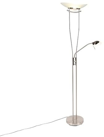 Qazqa lexus - LED Dimmable Lampadaire avec lampe de lecture variateur inclus - 1 lumière - H 1800 mm - Acier - Moderne - éclairage intérieur - Salon I Chambre