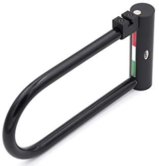 Rielda SH3 - Candado de aluminio con arco de 18 mm para bicicleta y moto, reprogramable, 100% fabricado en Italia, arco de acero templado revestido de goma (negro)