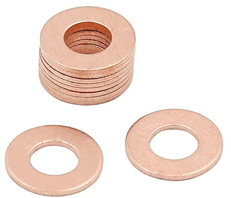 sourcing map Arandelas De Cobre 10mm 10 Pcs para Coche | Embarcación, Aparatos Eléctricos, Plano, Resistencia Alta Tensión, Fijación, Sellar Tapones, Agua, Combustible