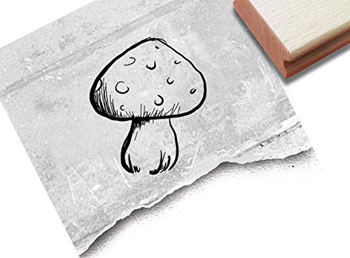 Stempel Motivstempel PILZ Fliegenpilz - Bildstempel für Basteln Karten Tischdeko Kunst Scrapbook Herbst-Deko Geschenk für Kinder- zAcheR-fineT