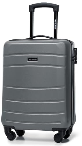 WITTCHEN Valigia da viaggio Bagaglio a mano Valigia da cabina Valigia rigida in ABS con 4 ruote girevoli Serratura a combinazione Maniglia telescopica Globe Line Taglia S Grigio Ryanair/ITA Airways