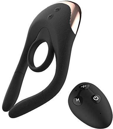 SXOVO 10 Vibrazioni e 10 Elettrostimolazione Elettrica Scossa Pene Anello Vibratore di Coppia con Telecomando, SM Giocattoli del Sesso Pene Capezzolo G-Spot Clitoride Massaggiatore