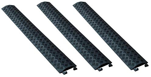 ADO - Protector de Cable/pasacable de plástico para Suelo protección de Cables eléctricos de 1 vía 100x13cm (3- Pasacables Negros)