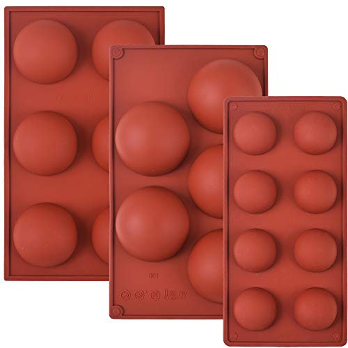 Cozihom Lot de 3 moules en silicone pour boules de chocolat, gâteaux, gelées, pudding, savon fait maison