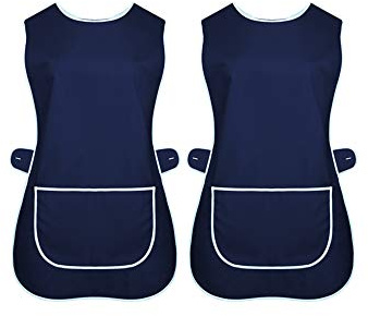 INDX-Clothing Pack of 2 Ladies Tabards Apron Kitchen Overall Catering TABBARD Cleaning Pocket