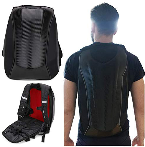 Motorrad-Rucksack, Motorrad-Hecktasche, Hartschale, Kohlefaser, wasserdicht, multifunktional, große Kapazität, Outdoor-Sport, Camping, Schwarz