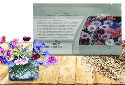 Outsidepride Artistic Mix Cornflower Seeds for Planting - 500 Pcs. Annual Bachelor's Button Flower Seeds for Cut Flower Gardens, Drought-Tolerant, Attracts Pollinators, Ideal for Borders & Bouquets