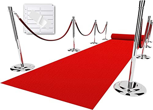 EZLucky Roter Teppichläufer für Party, 1,2 x 4,5 m, 130 g/m², Filz-Vliesstoff, doppelseitig, hinterlässt keine Spuren, selbstklebend, Gangläufer für Hochzeit, Filmthemen-Party-Dekos, roter