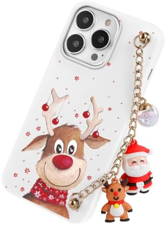 Yoedge Weihnachten Handykette Handyhülle für Samsung Galaxy S20 FE 6,5 Hülle mit Band, Weihnachts Schutzhülle mit Muster Hirsch, Weich Silikon TPU Stoßfest Christmas Case für Samsung S20 FE, Weiß