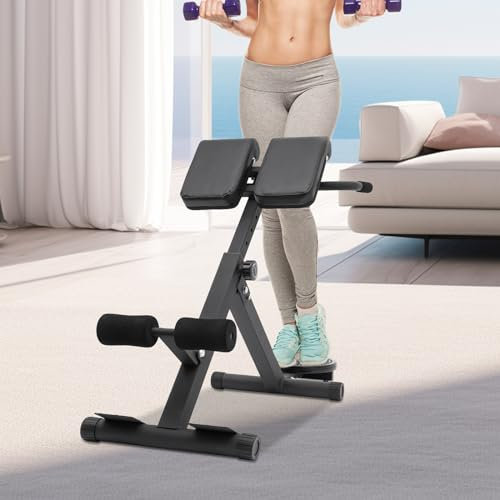 Multifunktionale Bauchbank,Klappbar Rückentrainer & Bauchtrainer, Fitness Hyperextension Roman Stuhl, Römische Stuhl Bank mit Anti-Rutsch-Füße für Wohnungen Büros Fitnessstudios Boxstudios