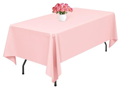 Lumaycens 1 Pack Pink Polyester Tablecloths,60 x 102 Inch for 6ft Rectangle Table Cloth Washable and Reusable Stain and Wrinkle Resistant for Wedding Party Banquet Camping Restaurant Decoration