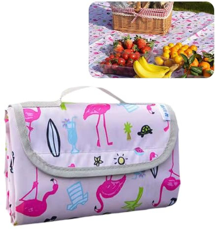 Mecmbj Telo Picnic Impermeabile, 200x150cm, Stuoia Spiaggia con Manico, Pieghevole, Lavabile, Leggero, Coperta Picnic Impermeabile, Adatto per Escursionismo Viaggi Campeggio AllAperto, Parchi(rosa)