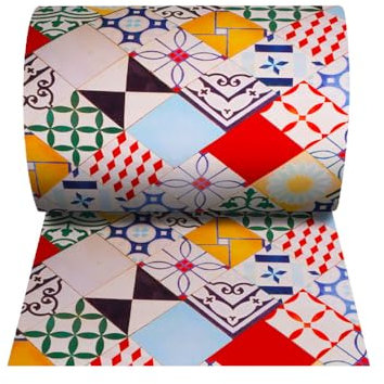 OLIVO.shop - JOKE Küchenteppich rutschfest Antirutschmatte waschbar, Gummiteppich schmutzabweisend, Läufer für moderne Küche, Flur nach Maß (Maiolica POP, 50 x 240 cm)