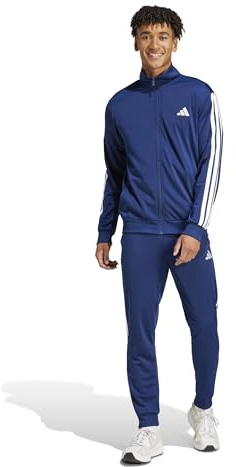 adidas Uomo Sportswear Basic 3 Stripes Tricot Tracksuit, Tuta da Allenamento, Blu (Dark Blue), L