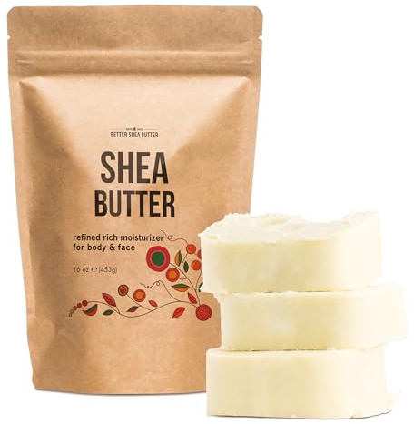 Refined Shea Butter Unscented - 100% Pure African Shea Butter for Hair & Dry Skin - Use for Soap Base, Face & Body Moisturizer, for DIY Whipped Body Butter & Lip Balm 1 LB Bar