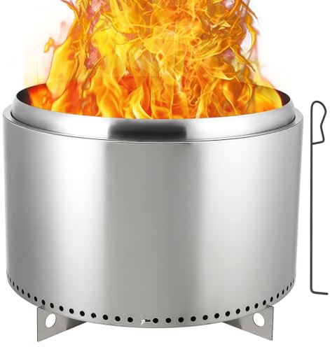 GarveeLife 68,6 cm rauchfreie Feuerstelle, tragbare Outdoor-Feuerstelle mit abnehmbarem Ständer und Aschekanne, perfekt für 4-6 Personen Lagerfeuer, Camping, Picknick, Familienfeiern für Garten
