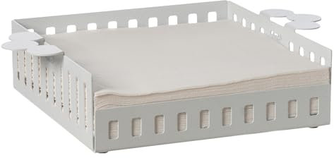 Arti & Mestieri Old - Portatovaglioli grande di Design 100% Made in Italy - in Ferro, 29 x 21 x 6 cm (Bianco marmo)