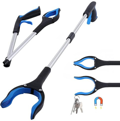 Greifzange Für Senioren, 83 cm Langer Greifzange, 360°Drehbar Müllzange Greifzange, Faltbare Greifer Mit Magnet-Greifarm, Teleskop Greifer Für Senioren, Kinder Und Menschen Mit Behinderung