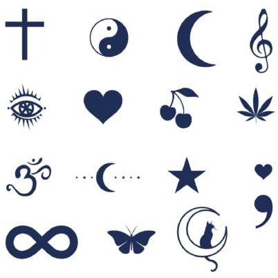 Tattwo.me – Temporäre Tattoos für Erwachsene und Kinder, hält 2 Wochen, wasserfest – 15 Motive zum Ausschneiden – Pflanzliche Tinte – EU-Kosmetik-Zertifikat – (M0267)