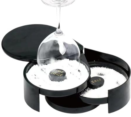 szaluyk Bar Salt and Sugar Rimmer,Black Margarita Salt Dish with 3 Tiers | Bar Glass Rimmer, Drink Rimmer Tray, Bartender Tools for Bar Party Cocktails Margaritas