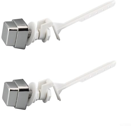 2 manijas de palanca de descarga de inodoro con botón pulsador, montaje lateral, palanca de viaje para tanque