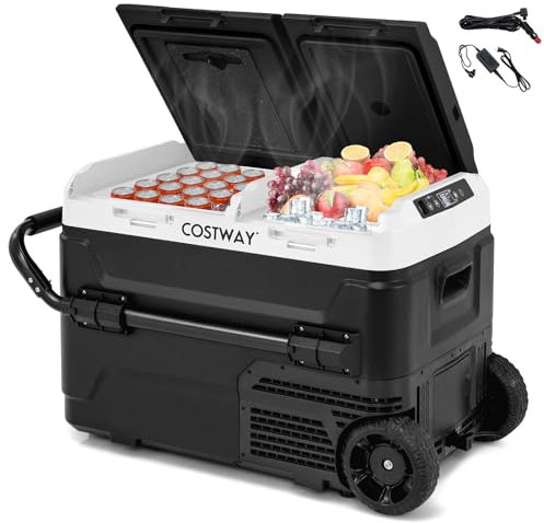 COSTWAY Refrigerador de Coche de 12V, Congelador Frigorífico Portátil de Compresor de 40L (-20℃~20℃), Nevera Eléctrica para Vehículos, Camping, Viaje, Uso al Aire Libre y en el Hogar