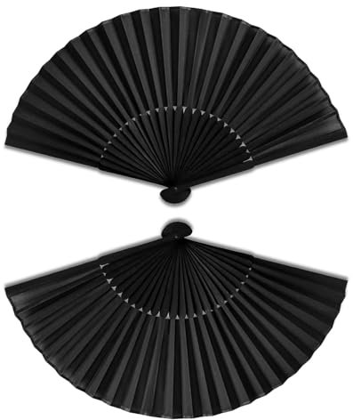 2 Pezzo Ventilatori a Mano Neri Pieghevoli Fans Pieghevoli Fans Pieghevoli Fans Pocket Fans Mano Pieghevoli Fans cinesi per Danza, Partito, Regali di Nozze, Decorazione DIY, Decorazioni per la Casa