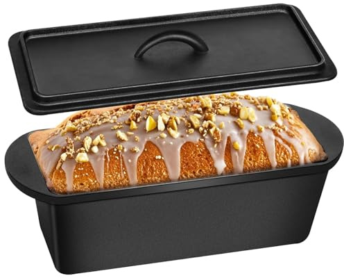 TAIMIKO Cast Iron Bread Loaf Pan with Lid,- Loaf Pan 35x13x12cm Bread Baking Pan for Bulge Top or Flat Top Breads Toast Baking Tin Oven Safe Even Heat Distribution
