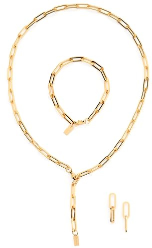 THIORA Schmuckset Damen Edelstahl 3-teilig | Kette, Armband & Ohrringe | wasserfest | abgestimmter Look | hautfreundlich | Geschenkbox