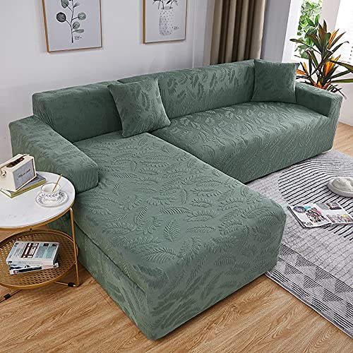 Elasticized Corner Sofa Cover Universal Fit for Most Sofas Matcha Green 3 Seater & 2 Seater Four Seasons Protection Stylish Living Room Decor