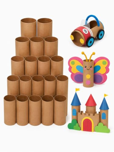 20 Stück Pappröhren Zum Basteln Braune Kartonröhren für Bastelarbeiten | Runde Papprollen Für Kunsthandwerk Diy Projekte Bastelzubehör für Kinder & Schule Pappröhren zum Bemalen & Kleben