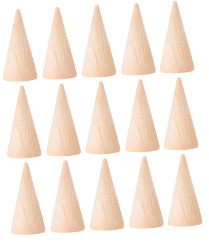 Ipetboom Porte-Bagues en Bois de Cône pour Bijoux, Support pour Bague, 15 Pièces, Présentoir pour Exposition et DIY Artisanat