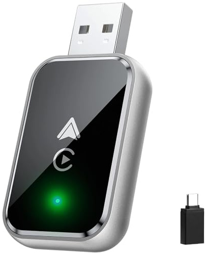 Adaptador CarPlay Inalámbrico 2 en 1, Mini CarPlay Inalámbrico 2 en 1 para Apple CarPlay/Android Auto Plug and Play, Bluetooth y WiFi, Conexión Automática, para iPhone iOS 10+ y Android 11+