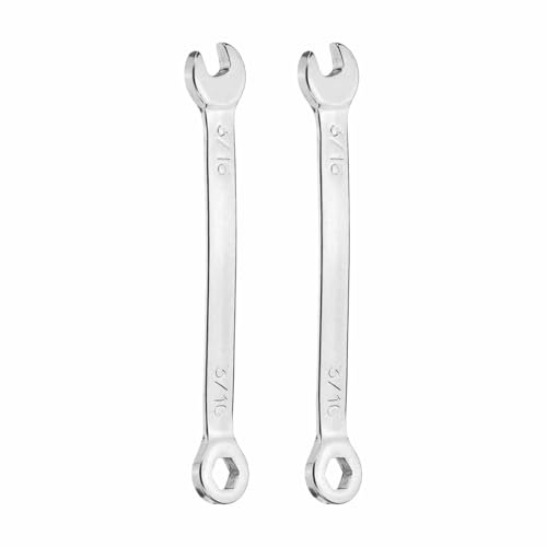 HARFINGTON 2pcs Mini Combination Wrench 3/16 6-Point Box End & 15 Degree Angled Offset Open End CR-V Steel Double Ended Spanner Tool for Household Automotive Machinery DIY Repair