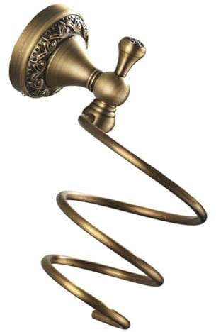 Soporte Acero Secador en Cobre para Dorado de Pelo Espiral y Inoxidable | Montaje en Pared, para Barbería y Baño del Hogar, Instalación Sencilla, Sujeción Segura y Protección Frente a Rayaduras
