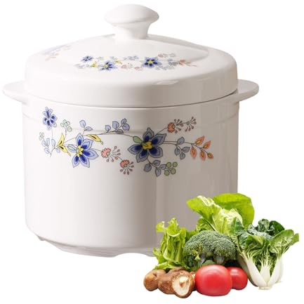Pentola for Zuppa In Ceramica Con Coperchio, Ciotola for Zuppa Di Cipolla Resistente Al Calore, Ciotola Da Portata Multifunzione Con Doppi Manici for La Casa, La Cucina(1000ML)