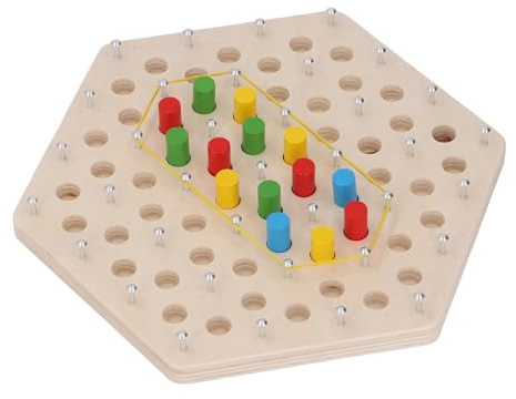 Generic Wooden Peg Game Set for Early Learning, Educational Wood Board Game with Elastic Band, Cultivate Patience and Logical Thinking, Fun and Challenge for Children
