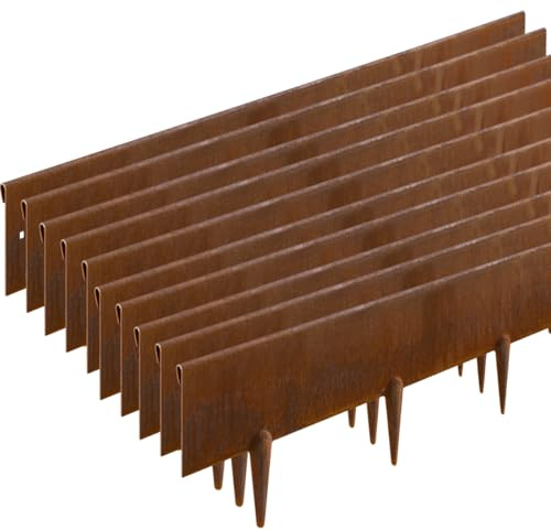My Green Help - 5 metri Bordura Giardino Acciaio Corten con Picchetti Integrati | 5 Moduli da 100cm | Altezza 9 cm | Kit Installazione Incluso – Delimitazione Professionale per Giardino e Aiuole