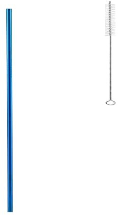 Cannuccia Acciaio Inox 100 cannucce di metallo riutilizzabili in acciaio inossidabile 304, colorate for bevande da bar e feste(Blue Straight)
