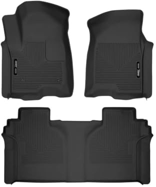 Husky Liners X-act Contour Floor Mats | Fits 2019-2026 Chevrolet Silverado & GMC Sierra 1500 & 2020-2026 Silv./Sierra 2500/3500 Crew CAB ONLY w/underseat strg | Front & 2nd Row, 3-pc Black - 54208
