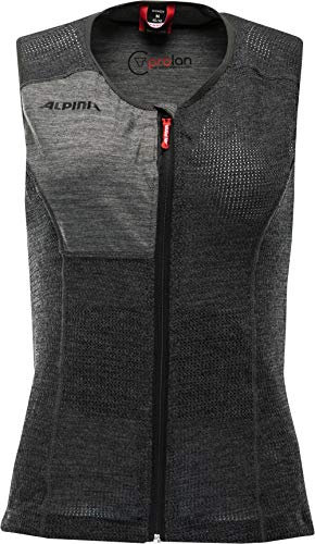 ALPINA PROLAN WOMEN VEST - Nachhaltiger, Atmungsaktiver & Individuell Einstellbarer Rückenprotektor aus Schafswolle Für Damen, dark grey, L