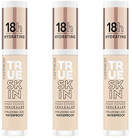 Catrice True Skin High Cover Concealer, Abdeckstift, 18 Stunden Hyaluronsäure, Nr. 005 Warm Macadamia, nude, mattierend, matt, natürlich, vegan, ölfrei, 3er Pack (3 x 4,5ml)