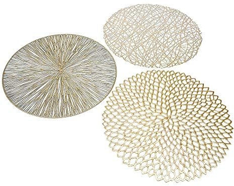 cosedacasa Sottopiatti centro tavola di natale in rosso argento oro da decorazioni addobbi natalizi ornamento moderno e particolare idea regalo set da 6-oro